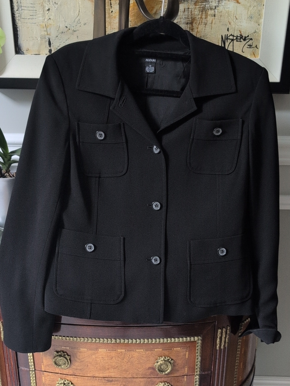 Alfani Black Four-Pocket Button-Front Blazer Size 10. EUC
